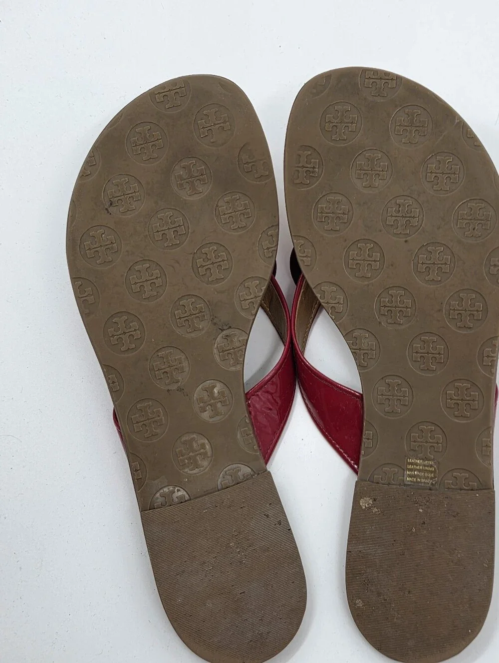 Tory Burch Red Patent Leather Flower Thong Sandals